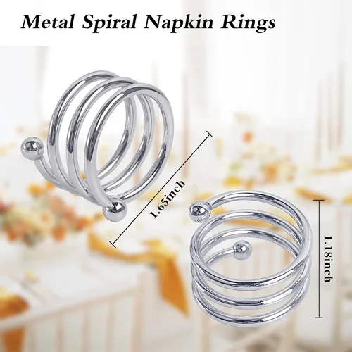 Miniatura 2 de Servilleteros de metal en espiral, redondos, hebillas, servilleteros para cenas, fiestas de vacaciones, reuniones familiares, cenas, decoraciones