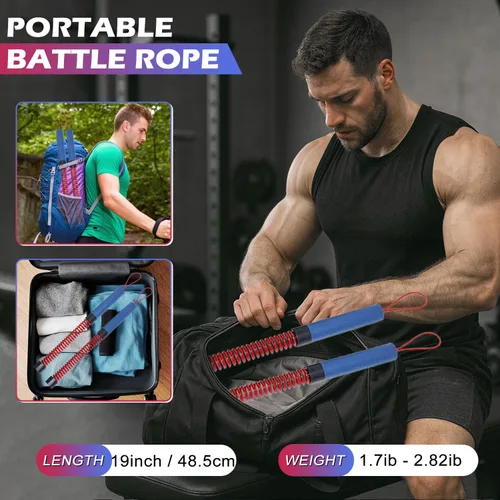 Miniatura 7 de Cuerdas de batalla sin cuerda mejoradas para gimnasio en casa, cuatro cables de entrenamiento ajustables de 1.7 a 2.8 libras, cables