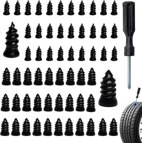 60 clavos de goma para reparación de neumáticos, tapones confiables de reparación de neumáticos que se atornillan con destornillador, tornillos de