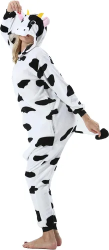 Miniatura 3 de DarkCom Unisex Adult Cow Onesie Halloween Costume One Piece Animal Pajamas Women Men Sleepwear Christmas Pajamas