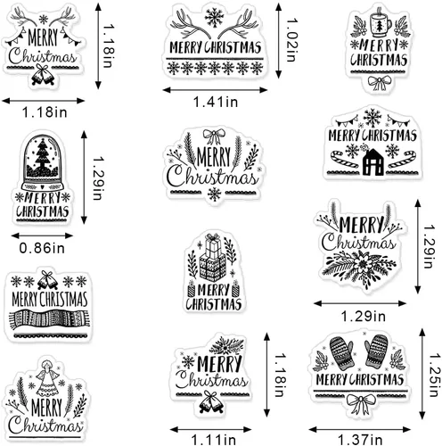 Miniatura 2 de Sellos transparentes con palabras navideñas para decoración de tarjetas y suministros para álbumes de recortes, palabras de bendición temáticas