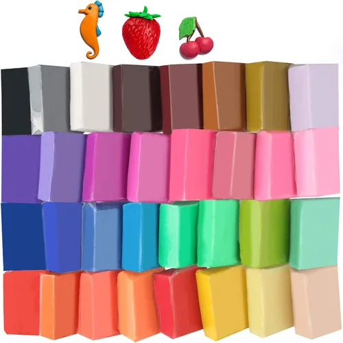 Conjunto de arcilla polimérica de 32 colores en bloque pequeño Tomorotec, arcilla para horno, no tóxica, para moldear y hornear DIY para niños y