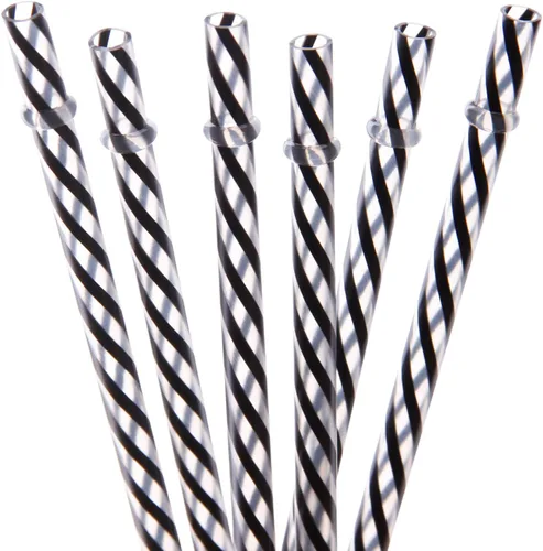 Miniatura 10 de Dakoufish 12 pajitas gruesas de plástico reutilizables de 11 pulgadas, sin BPA, pajitas para tarros de masón, color a rayas pequeñas