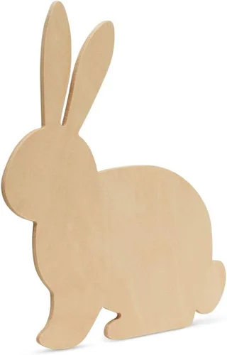 Miniatura 4 de Recorte de conejo de madera jumbo de 16 x 14 pulgadas, paquete de 1 recorte de conejo de Pascua de madera sin terminar para pintar para manualidades