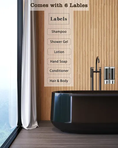 Miniatura 7 de RANKADO - Dispensador de jabón de ducha de lujo, 2 cámaras, sin taladro, dispensador de champú y acondicionador de baño, montado en la pared