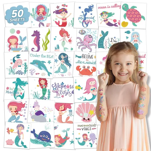 Miniatura 7 de EMOME 50 hojas de tatuajes temporales de mariposa para niñas, tatuajes envueltos individualmente para fiestas de cumpleaños de mariposas