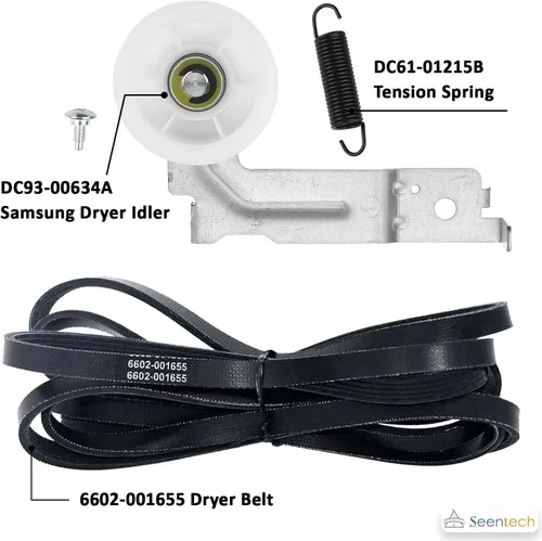Miniatura 3 de Seentech - Polea tensora de secadora mejorada DC93-00634A, resorte de tensión DC61-01215B DC61-01215B, compatible con secadora Samsung, reemplazo