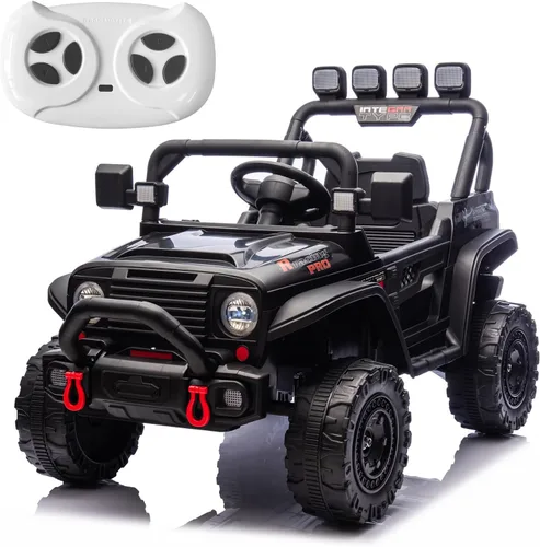 RunFast Auto de paseo para niños de 12 V con control remoto para padres, juguetes eléctricos para niños de 3 a 5, 3.7 mph de velocidad máxima, Negro