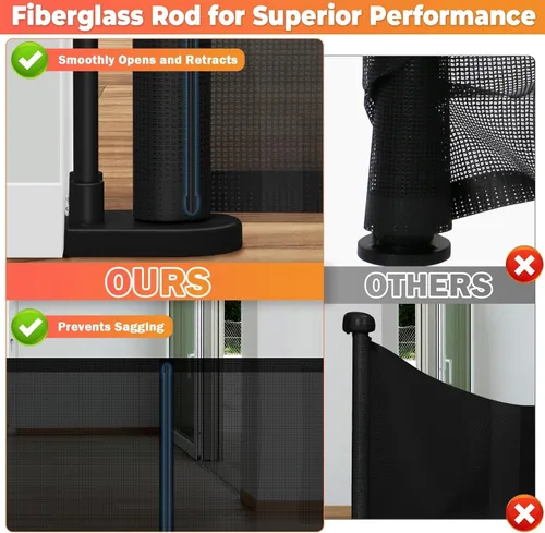 Miniatura 7 de Puertas retráctiles para bebés de 19.7 pies Puerta para perros - 236" Puerta de seguridad infantil extra ancha expandible, 37" de alto Puerta