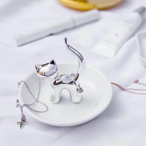 Miniatura 4 de Lependor Soporte para anillos de animales lindos, anillos, pulseras, aretes, bandeja de baratijas para mujeres y niñas, regalo de cumpleaños, gato