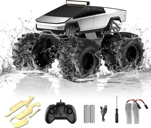 Auto de control remoto anfibio, camión monstruo 1:18, juguetes para niños, autos RC, camiones RC impermeables de 2.4 GHz, camioneta todoterreno