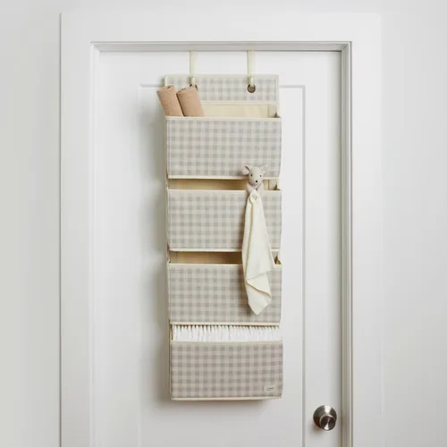 Miniatura 7 de 3 Sprouts Organizador para colgar sobre la puerta, organizador colgante para bebés y almacenamiento con 4 bolsillos grandes y 2 ganchos para ropa