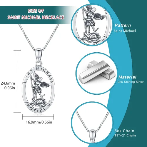 Miniatura 7 de Collar con colgante de San MiguelSan CristóperSan SebastiánGuadalupeÁngel de la GuardaSanta MuerteJudeJoseph para hombres y mujeres, plata de ley