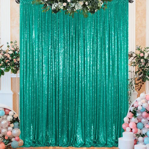 Miniatura 24 de ShinyBeauty Cortinas de Telón de Fondo con Lentejuelas 4x10 pies Negro Cortinas de Lentejuelas 2 Paneles Telones de Fondo para Bodas Telón de Fondo