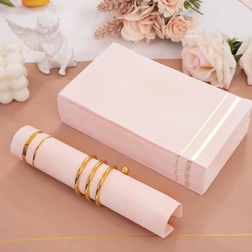 Miniatura 3 de BUCLA 100 servilletas desechables de 3 capas de color rosa, servilletas de papel rosa desechables de alta calidad, servilletas de cena desechables