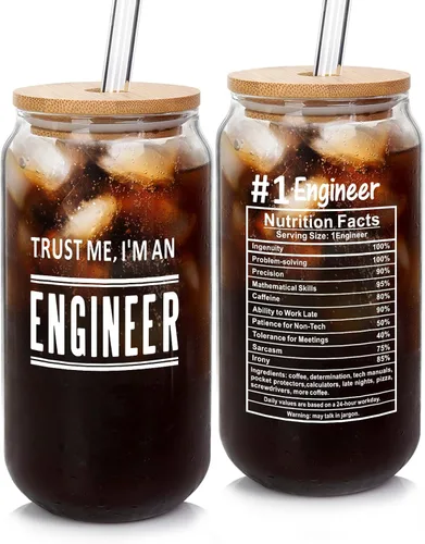 ANOTION Taza de ingeniero para él, regalos para el día de San Valentín, regalos de broma para él, lindas tazas de vidrio, regalos para ingenieros,