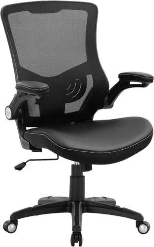 Miniatura 9 de Silla de oficina ergonómica, silla de escritorio de piel sintética para computadora, silla de oficina en casa, respaldo de malla giratoria, soporte