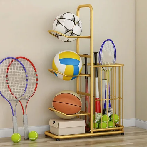 Miniatura 9 de Basketball Storage Rack, Sports Equipment Organizer, Yoga Mat Storage Basket, Multi-Tier Ball Storage Rack with Adjustable Feet for Garages, Courts