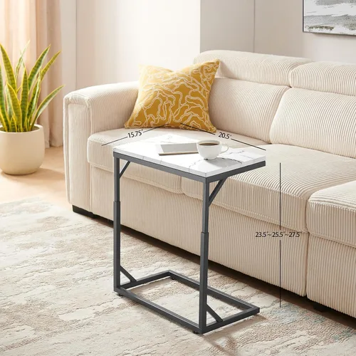 Miniatura 2 de Mesa auxiliar en forma de C, mesa de sofá pequeña con marco de metal, mesa auxiliar de altura ajustable para sofá, sala de estar, dormitorio, mesita