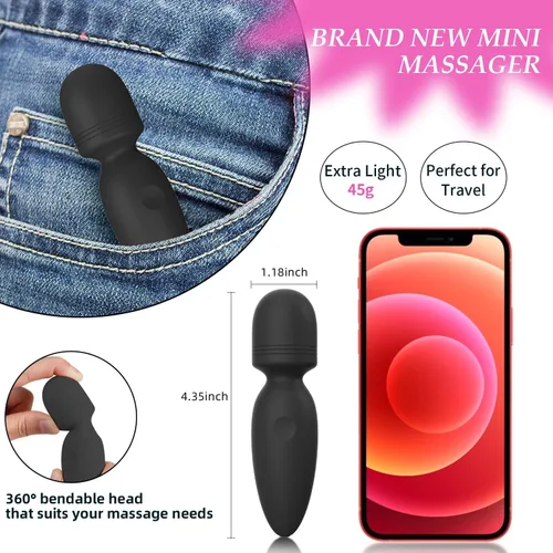 Miniatura 5 de Fuwyiy Mini Masajeadores Manuales de Espalda, Regalos para Mujeres Pequeño Masajeador de Mano Inalámbrico con 10 Modos, Masajeador Personal de Mano