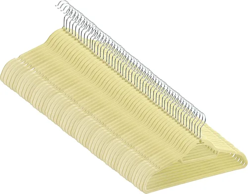 Miniatura 7 de Paquete de 50 perchas de terciopelo resistentes que incluyen barra de amarre, muescas y gancho cromado de 360° (gris)