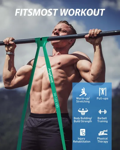 Miniatura 4 de AugKnot Resistance Bands for Working Out: 5-Levels Exercise Bands Set - Pull Up Assistance Elastic Silicone - Physical Therapy/Training/Stretching