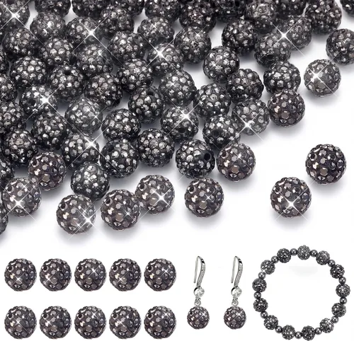 Miniatura 8 de Hicarer 120 cuentas de diamantes de imitación para pulseras, fabricación de bolígrafos de 0.394 pulgadas (0.394 in) de cristal brillante, arcilla