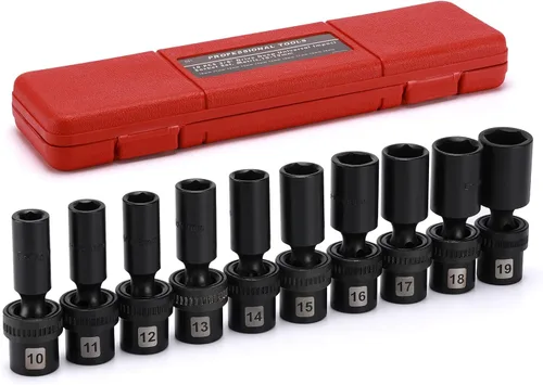 Miniatura 7 de EMENTOL 10 piezas 3/8" de profundidad Juego de enchufes de impacto universales profundos, 6 puntos, métrico, CR-MO, juego de enchufes de impacto