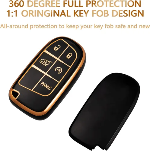 Miniatura 3 de OFFCURVE Funda para llavero con llavero para Jeep Dodge, funda de protección de TPU suave para Jeep Grand Cherokee Renegade Chrysler 200 300 Dodge
