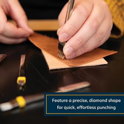 Miniatura 3 de Weaver Leather Supply Juego de Cinceles de Costura de Cuero Diamond, Punzón Preciso de 3mm (0.118 in), Juego de Punzones Codificados por