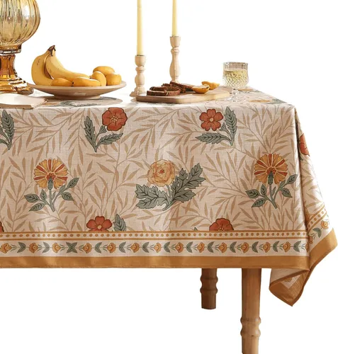 Miniatura 12 de patdrea - Mantel de lino floral, grueso, decorativo y francés para mesas rectangulares o cuadradas, para cocina y comedor, 55 x 79 pulgadas