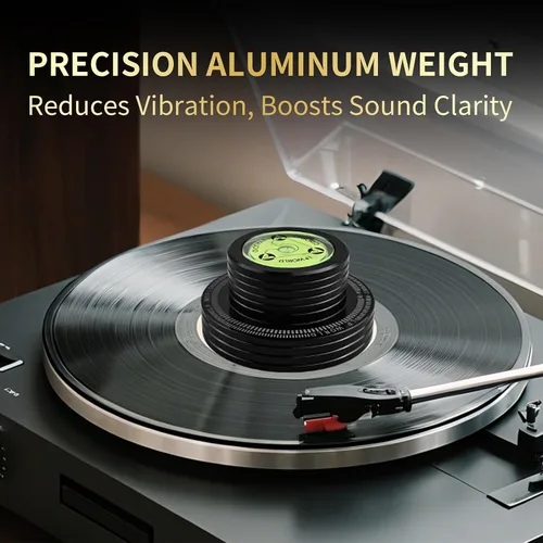 Miniatura 2 de Estabilizador de peso y disco de vinilo para tocadiscos, aleación de aluminio con prueba de nivel y velocidad incorporada, base antideslizante