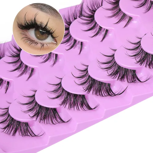Miniatura 8 de ALICE Pestañas Manga Ojo de Zorro Pestañas Falsas Banda Transparente Gato Wispy Pestañas de Anime Puntiagudas Cosplay Pestañas Falsas para Ojos