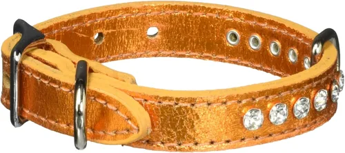 Miniatura 17 de Collar de perro de cuero y cristales de OmniPet Signature, cuero de grano de violeta africana de avestruz, se ajusta a un tamaño de cuello de 6"-8