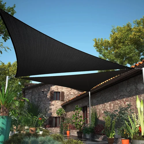 ShadeMart 12' x 12' x 17' Toldo parasol negro UPF50 triángulo derecho smTAPRT18 tela para toldo, tela para pantalla, permeable al agua y aire y