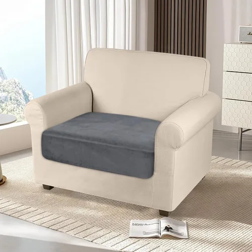 Miniatura 2 de NAISI 1 funda de cojín para sofá, 1 pieza, de terciopelo, elástica, para asiento o respaldo, fundas individuales suaves para sofá seccional