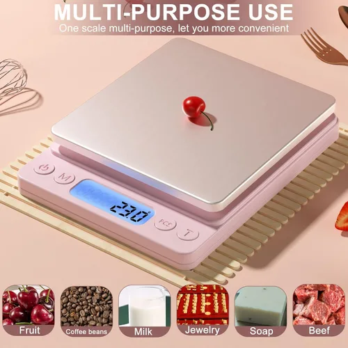 Miniatura 5 de Báscula digital de alimentos para gramos y onzas, YONCON 3000g/0.1gramo de precisión báscula de cocina multifuncional para cocinar, hornear