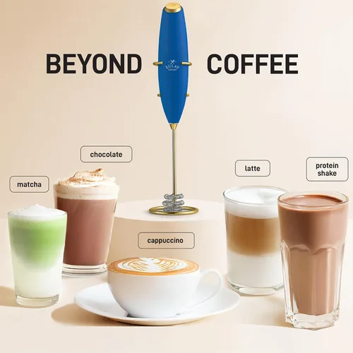 Miniatura 195 de Zulay Milk Boss Espumador de leche potente manual, hace espuma para latte, batidor para mezclar bebidas, café, miniespumador para capuchino, frappé
