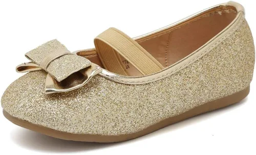 CIOR Merence - Zapatos planos de bailarina con correa para niñas pequeñas, con lazo, elásticos, zapatos tipo Mary Jane, para boda, fiesta y vestido