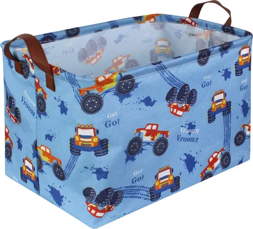 Miniatura 17 de Cesta plegable rectangular de tela para almacenamiento,con revestimiento impermeable y asas, sirve como organizador de juguetes, cesta de regalo