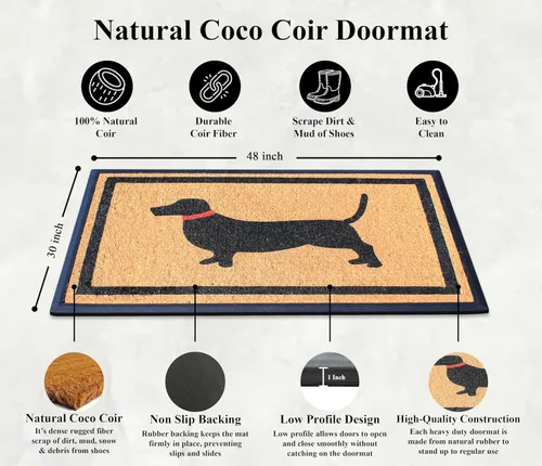 Miniatura 29 de A1HC Tapete para Puerta de Fibra de Coco Natural y Caucho, 30"x48" – Grueso, Duradero, Resistente, Anti-Desprendimiento, Resistente a