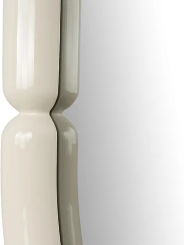 Miniatura 7 de Espejo de pared para colgar en la pared con forma de bagel contemporáneo, moderno y futurista, con color caramelo (32 x 23 pulgadas, blanco crema)