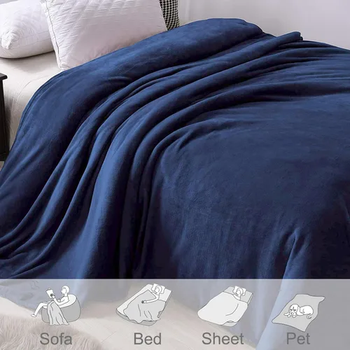 Miniatura 5 de Exclusivo Mezcla Manta de vellón para sofá, cama, súper suave y cálida, para uso en todas las estaciones, acogedora, afelpada, ligera, 90 x 104 Azul