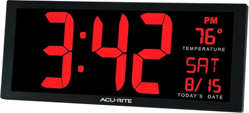 Miniatura 5 de AcuRite Reloj de pared digital LED grande de gran tamaño de 14.5 pulgadas con fecha y temperatura, perfecto para el hogar u oficina (75127M)