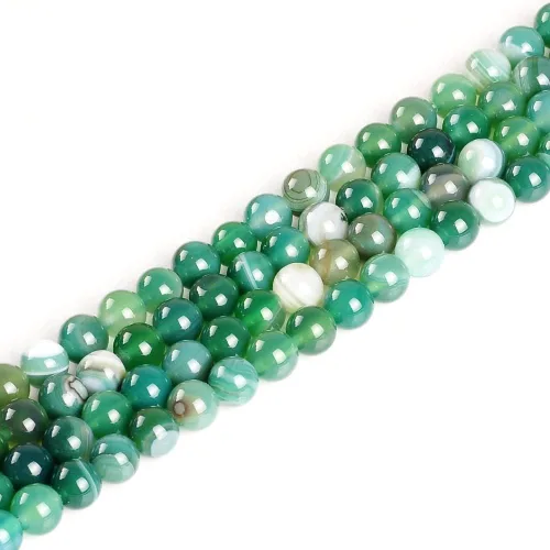 Miniatura 10 de 47 cuentas de cristal natural de 0.315 pulgadas (0.315 in) con rayas de ónix y ágatas, cuentas redondas sueltas para curación de pulseras, collares