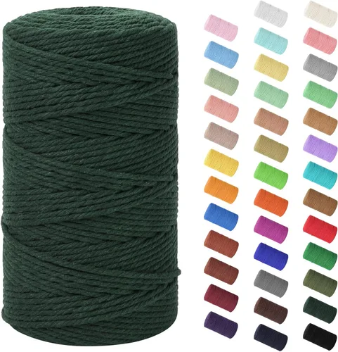 Miniatura 57 de Cordón de macramé de 0.079 in x 380 yardas (1140 pies), cuerda de algodón natural para colgar en la pared, ganchos de plantas, manualidades, Beige