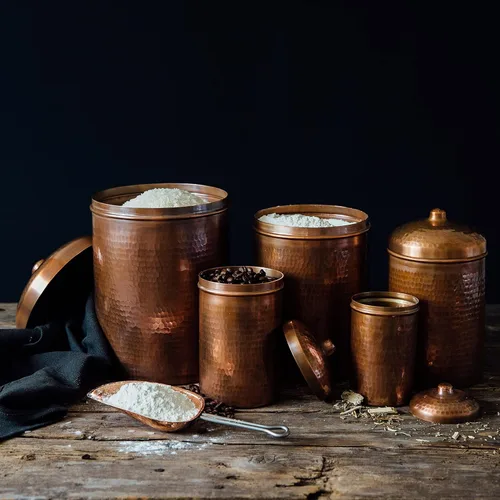 Miniatura 2 de Sertodo Copper Recipiente de compost de cocina Calibre pesado, martillado a mano, 100% cobre puro, elegante y sostenible