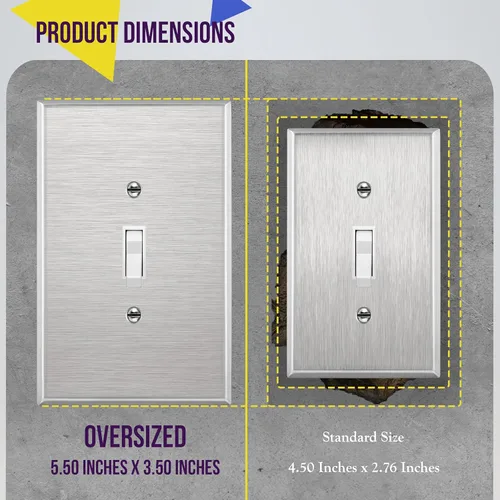 Miniatura 69 de ENERLITES Placa de Pared Metálica para Interruptor de Luz de Palanca, Acero Inoxidable 201, Resistente a la Corrosión, Tamaño Estándar 1-Gang 4.50