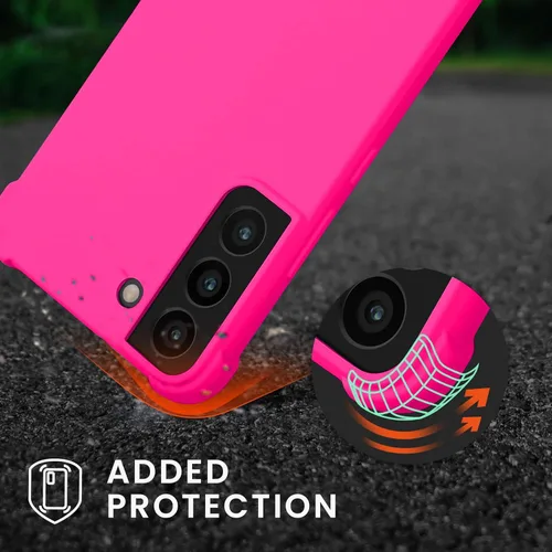 Miniatura 3 de KIOMY Funda para Samsung Galaxy S22+ 5G a prueba de golpes con esquinas de bolsas de aire para S22 Plus brillante y vibrante color sólido neón rosa