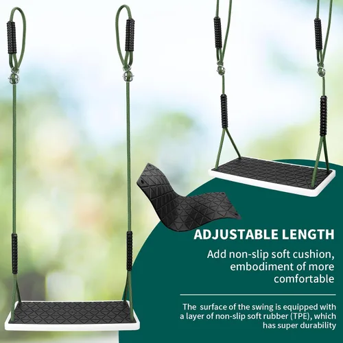 Miniatura 4 de Asiento de columpio resistente antideslizante con cuerda de árbol ajustable, accesorios de repuesto para patio al aire libre, patio trasero